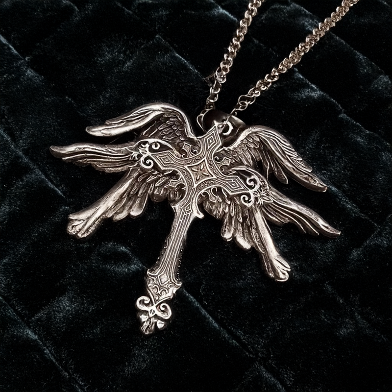 “Fallen Wings” Angel Cross Necklace🗡️