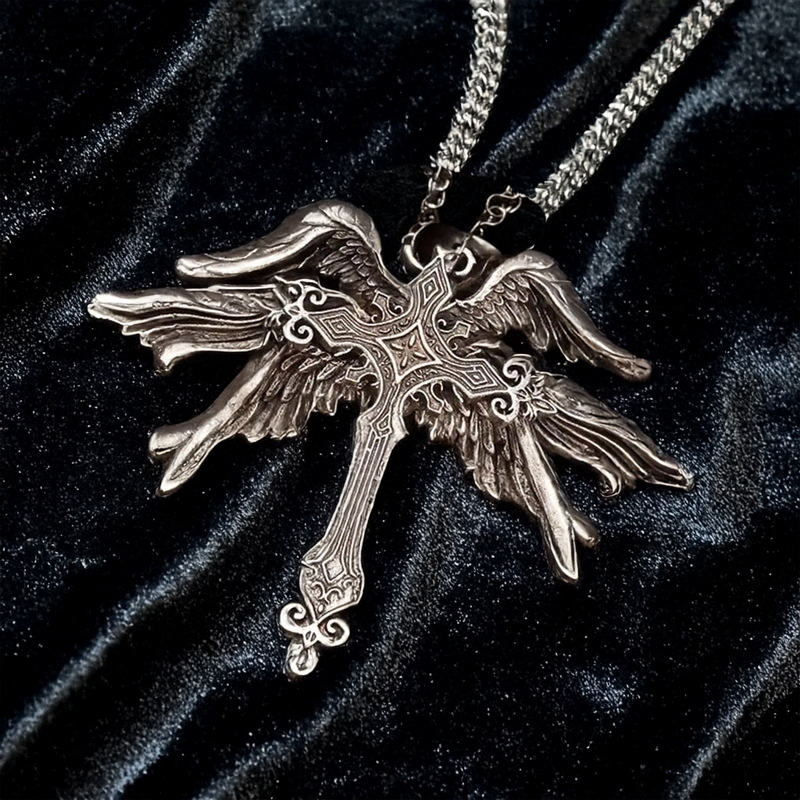 “Fallen Wings” Angel Cross Necklace🗡️