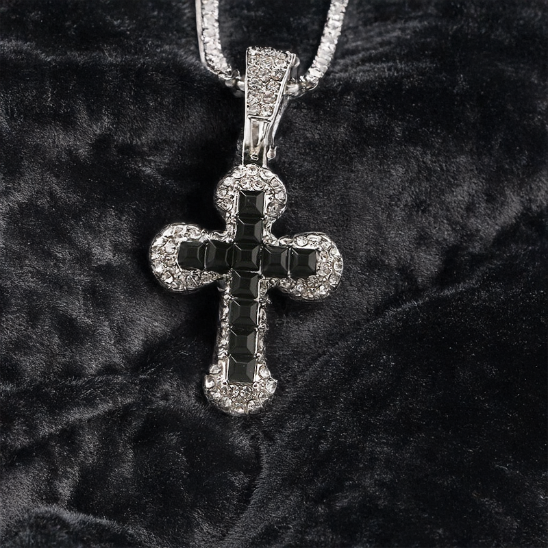 “Nightlight Cross” Iced Pendant Necklace 💎