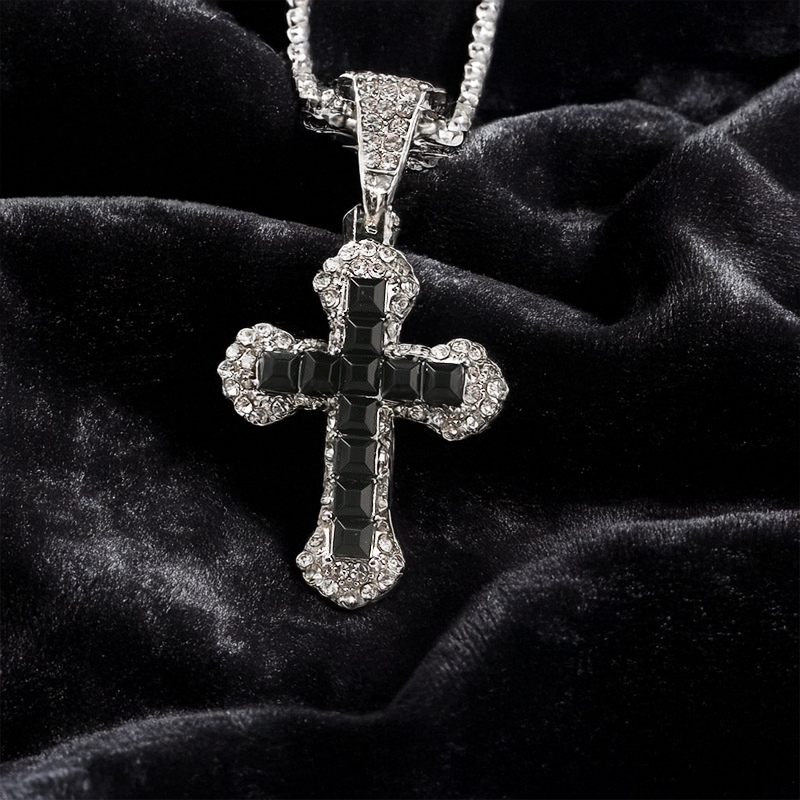 “Nightlight Cross” Iced Pendant Necklace 💎