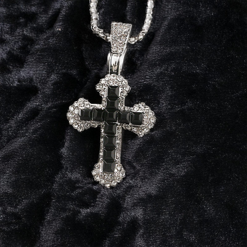“Nightlight Cross” Iced Pendant Necklace 💎