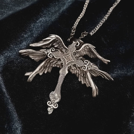 “Fallen Wings” Angel Cross Necklace🗡️